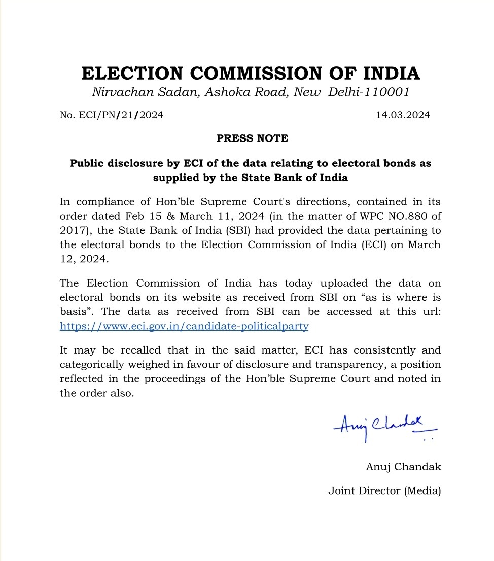 ECI press release